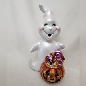 HALLOWEEN Ghost  with Lightup Pumpkin Candy Holder ( SIZE IS 17"X 10" INCHES )